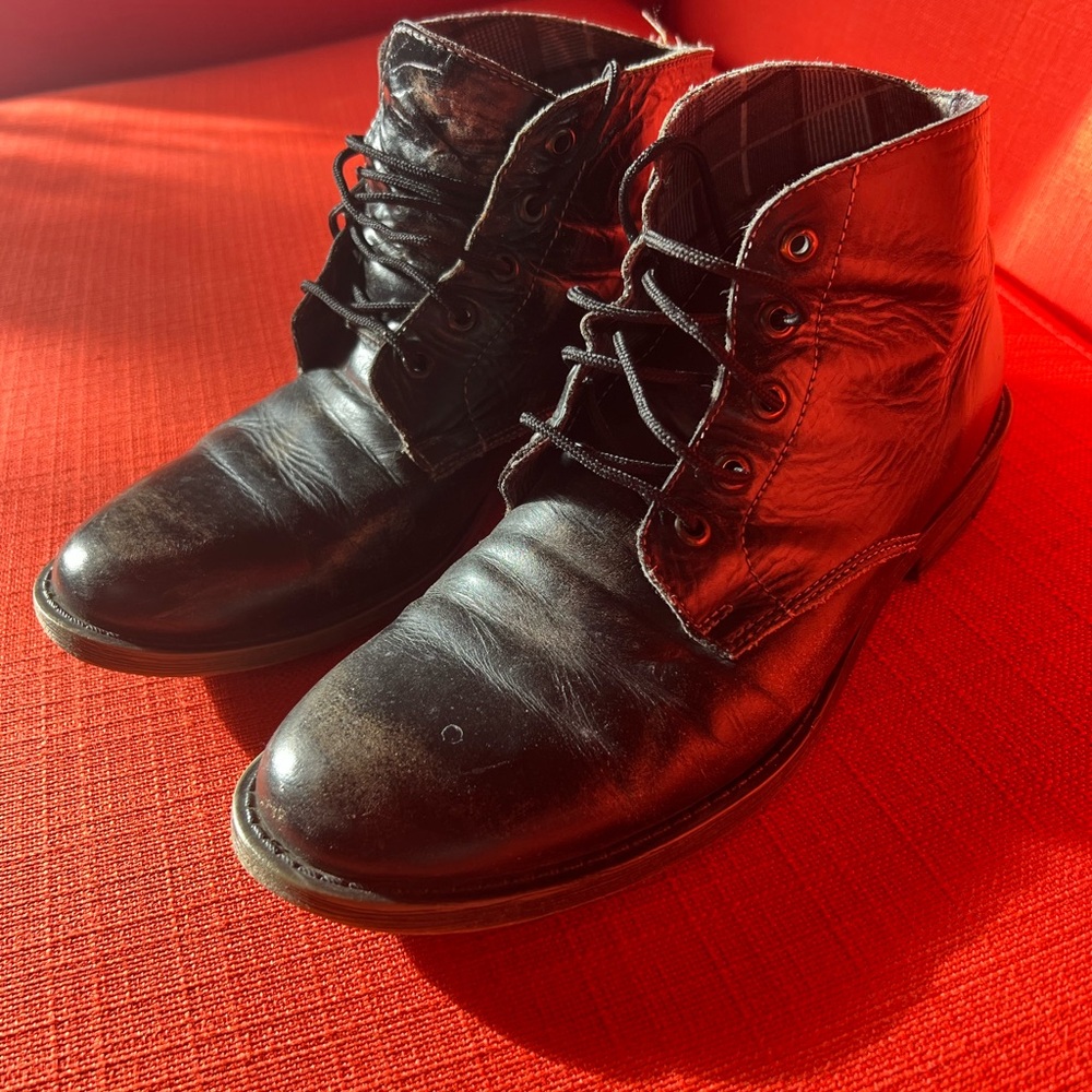 Bed Stu Men's Black Leather Lace-Up Ankle Boots